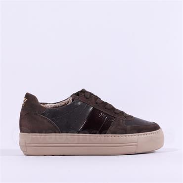 Paul Green Platform Laced Trainer - Chocolate